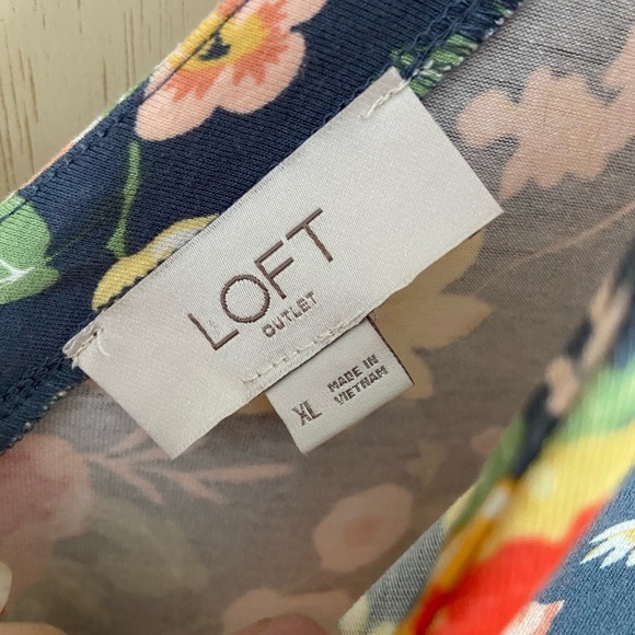LOFT Floral Dress Stretch Feminine Ruffle Sz XL - Picture 5 of 7